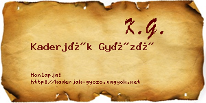 Kaderják Győző névjegykártya
